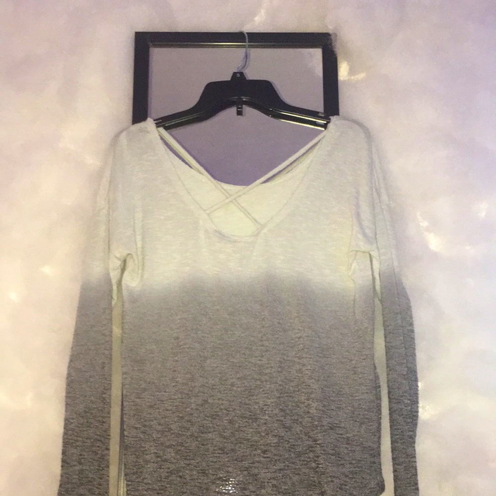 Long Sleeve Ombré Cross Top